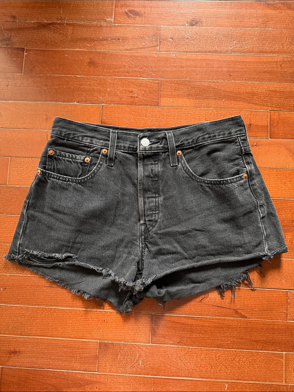 Levi’s 501 Women’s High Waist Black Denim Shorts Size 27